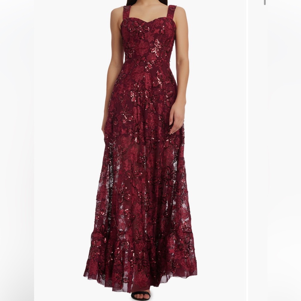 Dress the Population Anabell Floral Sequin Fit and Flare Gown